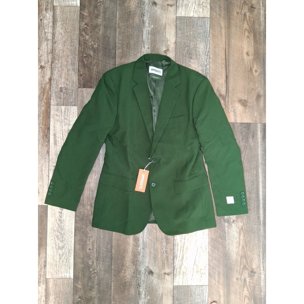 Men's OppoSuits Slim-Fit Solid Suit & Tie Set, Glorious Green Size 38 - Picture 6 of 12
